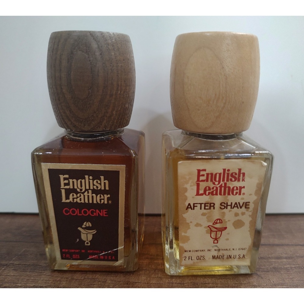 VTG NOS English Leather Cologne And Aftershave 2 oz Each Wooden Caps 2PK